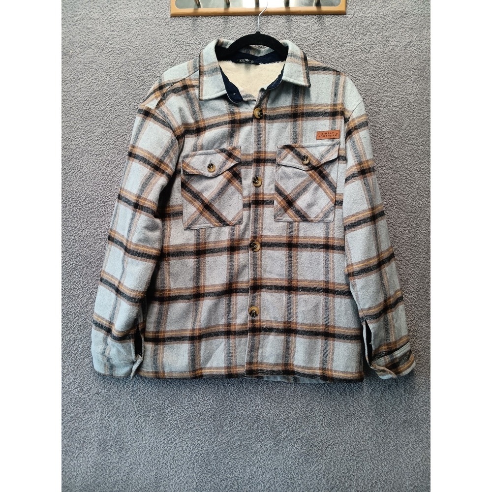 Simply Southern Sherpa Lined‎ Plaid Shacket Jacket Womens S